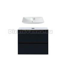 Тумба с раковиной Allen Brau Activity 80 с подсветкой, матовый антрацит, олива браш, столешница белая, раковина Fantasy Y 64x40, белая