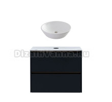 Тумба с раковиной Allen Brau Activity 80 с подсветкой, матовый антрацит, олива браш, столешница белая, раковина Fantasy Round 45, белая