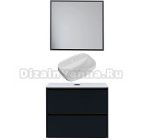 Мебель для ванной комнаты Allen Brau Activity 80 с подсветкой, матовый антрацит, олива браш, столешница белая, раковина Fantasy Sphere 55х40, белая