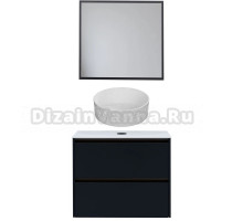 Мебель для ванной комнаты Allen Brau Activity 80 с подсветкой, матовый антрацит, олива браш, столешница белая, раковина Fantasy Romb 36, белая