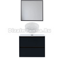 Мебель для ванной комнаты Allen Brau Activity 80 с подсветкой, матовый антрацит, олива браш, столешница белая, раковина Fantasy Line 36, белая