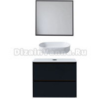 Мебель для ванной комнаты Allen Brau Activity 80 с подсветкой, матовый антрацит, олива браш, столешница белая, раковина Fantasy Oval 55, белая