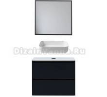 Мебель для ванной комнаты Allen Brau Activity 80 с подсветкой, матовый антрацит, олива браш, столешница белая, раковина Fantasy Quad 50, белая