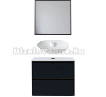 Мебель для ванной комнаты Allen Brau Activity 80 с подсветкой, матовый антрацит, олива браш, столешница белая, раковина Fantasy Bowl 60, белая