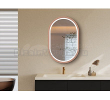 Зеркало Esbano ES-3310HVDG 60x90 см для ванной комнаты овальное, со встроенной LED подсветкой с регулировкой цветовой температуры, с профилем в цвете розовое золото, с сенсорным выключателем