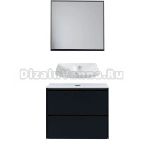 Мебель для ванной комнаты Allen Brau Activity 80 с подсветкой, матовый антрацит, олива браш, столешница белая, раковина Fantasy Y 64x40, белая