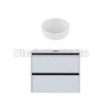 Тумба с раковиной Allen Brau Activity 80 с подсветкой, матовый белый, олива браш, столешница белая, раковина Fantasy Line 36, белая