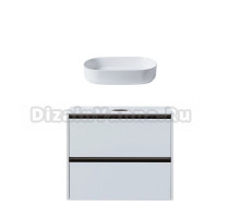 Тумба с раковиной Allen Brau Activity 80 с подсветкой, матовый белый, олива браш, столешница белая, раковина Fantasy Oval 55x36, белая