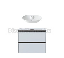 Тумба с раковиной Allen Brau Activity 80 с подсветкой, матовый белый, олива браш, столешница белая, раковина Fantasy Bowl 60x42, белая