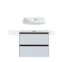 Тумба с раковиной Allen Brau Activity 80 с подсветкой, матовый белый, олива браш, столешница белая, раковина Fantasy Y 64x40, белая