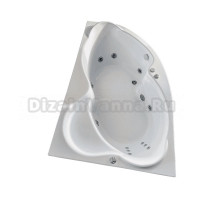 Акриловая ванна BellSan Индиго Стандарт 160x100 см, угловая, правая, пристенная, с гидромассажем, белая, асимметричная, с каркасом, для двоих, с сиденьем, со сливом-переливом