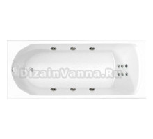 Акриловая ванна BellSan Кристи Стандарт 180x80 см, пристенная, с гидромассажем, белая, с каркасом, со сливом-переливом