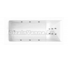 Акриловая ванна BellSan Стелла Стандарт 180x80 см, пристенная, с гидромассажем, белая, с каркасом, со сливом-переливом