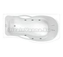 Акриловая ванна BellSan Милен Стандарт 170x90 см, левая, пристенная, с гидромассажем, белая, асимметричная, с каркасом, со сливом-переливом