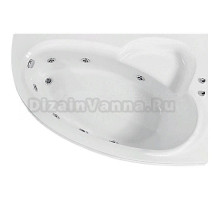 Акриловая ванна BellSan Грета Стандарт 150x90 см, угловая, левая, пристенная, с гидромассажем, белая, асимметричная, с каркасом, с сиденьем, со сливом-переливом