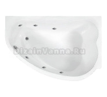 Акриловая ванна BellSan Дарина Стандарт 165x110 см, угловая, левая, пристенная, с гидромассажем, белая, асимметричная, с каркасом, для двоих, со сливом-переливом