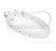 Акриловая ванна BellSan Глория Стандарт 170x105 см, угловая, левая, пристенная, с гидромассажем, белая, асимметричная, с каркасом, со сливом-переливом