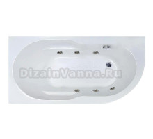 Акриловая ванна BellSan Амира Стандарт 170x80 см, угловая, правая, пристенная, с гидромассажем, белая, асимметричная, с каркасом, со сливом-переливом