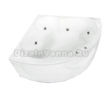 Акриловая ванна BellSan Тера Стандарт 150x150 см, угловая, пристенная, с гидромассажем, белая, четверть круга, с каркасом, со сливом-переливом