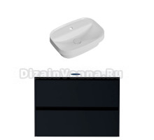 Тумба с раковиной Allen Brau Activity 90 с подсветкой, матовый антрацит, черный браш, столешница белая, раковина Fantasy Sphere 55x40, белая