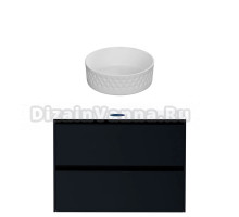 Тумба с раковиной Allen Brau Activity 90 с подсветкой, матовый антрацит, черный браш, столешница белая, раковина Fantasy Romb 36 белая