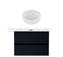 Тумба с раковиной Allen Brau Activity 90 с подсветкой, матовый антрацит, черный браш, столешница белая, раковина Fantasy Line 36, белая