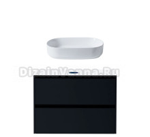 Тумба с раковиной Allen Brau Activity 90 с подсветкой, матовый антрацит, черный браш, столешница белая, раковина Fantasy Oval 55x36, белая