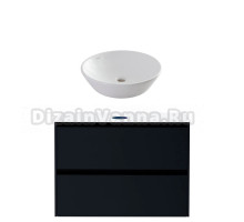Тумба с раковиной Allen Brau Activity 90 с подсветкой, матовый антрацит, черный браш, столешница белая, раковина Fantasy Round 45, белая