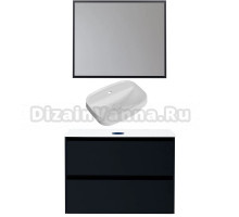 Мебель для ванной комнаты Allen Brau Activity 90 с подсветкой, матовый антрацит, черный браш, столешница белая, раковина Fantasy Sphere 55х40, белая