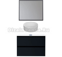 Мебель для ванной комнаты Allen Brau Activity 90 с подсветкой, матовый антрацит, черный браш, столешница белая, раковина Fantasy Romb 36, белая