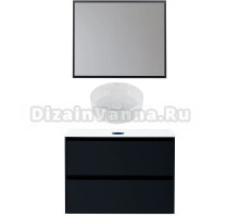 Мебель для ванной комнаты Allen Brau Activity 90 с подсветкой, матовый антрацит, черный браш, столешница белая, раковина Fantasy Line 36, белая