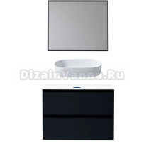Мебель для ванной комнаты Allen Brau Activity 90 с подсветкой, матовый антрацит, черный браш, столешница белая, раковина Fantasy Oval 55, белая