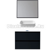 Мебель для ванной комнаты Allen Brau Activity 90 с подсветкой, матовый антрацит, черный браш, столешница белая, раковина Fantasy Quad 50, белая