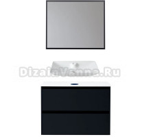 Мебель для ванной комнаты Allen Brau Activity 90 с подсветкой, матовый антрацит, черный браш, столешница белая, раковина Fantasy Y 64x40, белая