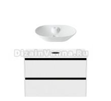 Тумба с раковиной Allen Brau Activity 90 с подсветкой, матовый белый, черный браш, столешница белая, раковина Fantasy Fantasy Bowl 60x42,