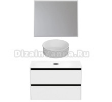 Мебель для ванной комнаты Allen Brau Activity 90 с подсветкой, матовый белый, черный браш, столешница белая, раковина Fantasy Romb 36, белая