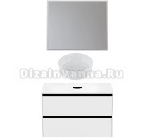 Мебель для ванной комнаты Allen Brau Activity 90 с подсветкой, матовый белый, черный браш, столешница белая, раковина Fantasy Line 36, белая