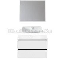 Мебель для ванной комнаты Allen Brau Activity 90 с подсветкой, матовый белый, черный браш, столешница белая, раковина Fantasy Y 64x40, белая