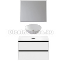 Мебель для ванной комнаты Allen Brau Activity 90 с подсветкой, матовый белый, черный браш, столешница белая, раковина Fantasy Round 45, белая