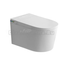 Умный унитаз подвесной SantiLine SL-5038 с функцией биде, безободковый, с микролифтом, глянцевый белый