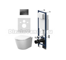 Комплект 5 в 1 AM.PM X-Joy Унитаз подвесной C851900SC + Инсталляция ErgoFit I012711.0138 кнопка смыва черная матовая