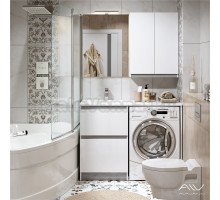 Мебель для ванной комнаты Alavann Soft Silver 120 L под стиральную машину, белая