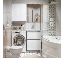 Мебель для ванной комнаты Alavann Soft Silver 120 R под стиральную машину, белая