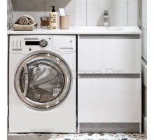 Тумба с раковиной Alavann Soft Silver 120 R под стиральную машину, белая