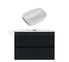 Тумба с раковиной Allen Brau Activity 90 с подсветкой, матовый антрацит, олива браш, столешница белая, раковина Fantasy Sphere 55x40, белая