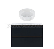 Тумба с раковиной Allen Brau Activity 90 с подсветкой, матовый антрацит, олива браш, столешница белая, раковина Fantasy Line 36, белая