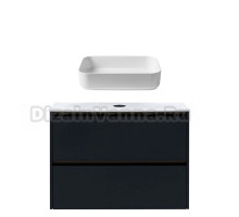 Тумба с раковиной Allen Brau Activity 90 с подсветкой, матовый антрацит, олива браш, столешница белая, раковина Fantasy Quad 50x36, белая