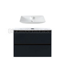 Тумба с раковиной Allen Brau Activity 90 с подсветкой, матовый антрацит, олива браш, столешница белая, раковина Fantasy Y 64x40, белая