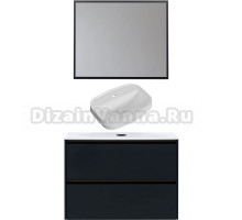 Мебель для ванной комнаты Allen Brau Activity 90 с подсветкой, матовый антрацит, олива браш, столешница белая, раковина Fantasy Sphere 55х40, белая