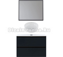 Мебель для ванной комнаты Allen Brau Activity 90 с подсветкой, матовый антрацит, олива браш, столешница белая, раковина Fantasy Line 36, белая